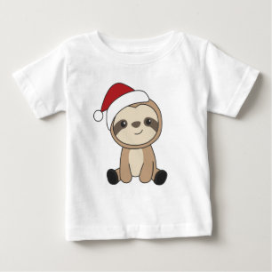 T-shirt Pour Bébé Sloth Noël Neige Hiver Animaux Fentes