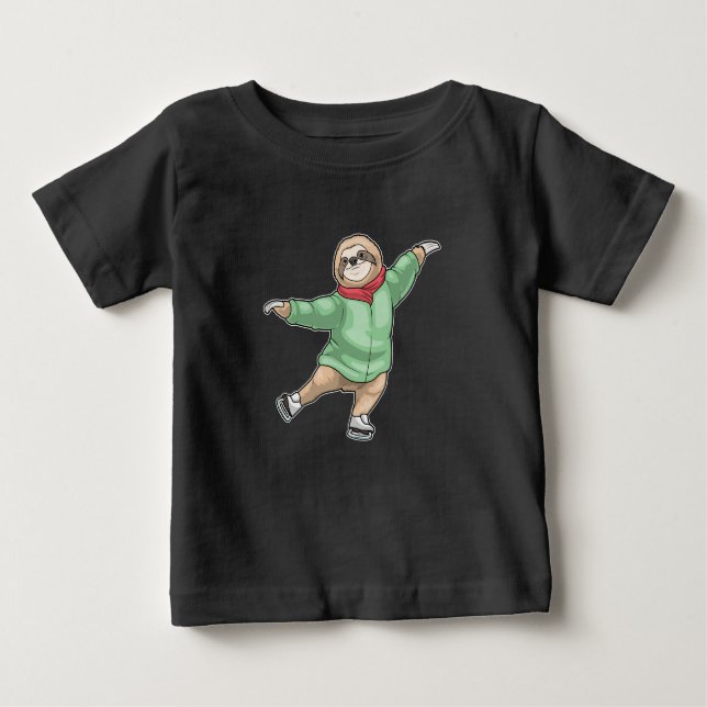 T-shirt Pour Bébé Sloth Patinage sur glace Patins sur glace (Devant)
