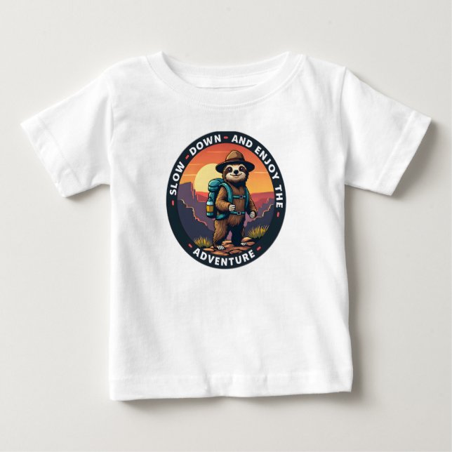 T-shirt Pour Bébé Sloth ralentit et profitez de l'aventure (Devant)