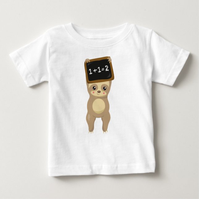 T-shirt Pour Bébé Sloth School, Jolie Sloth, Baby Sloth, School Boar (Devant)