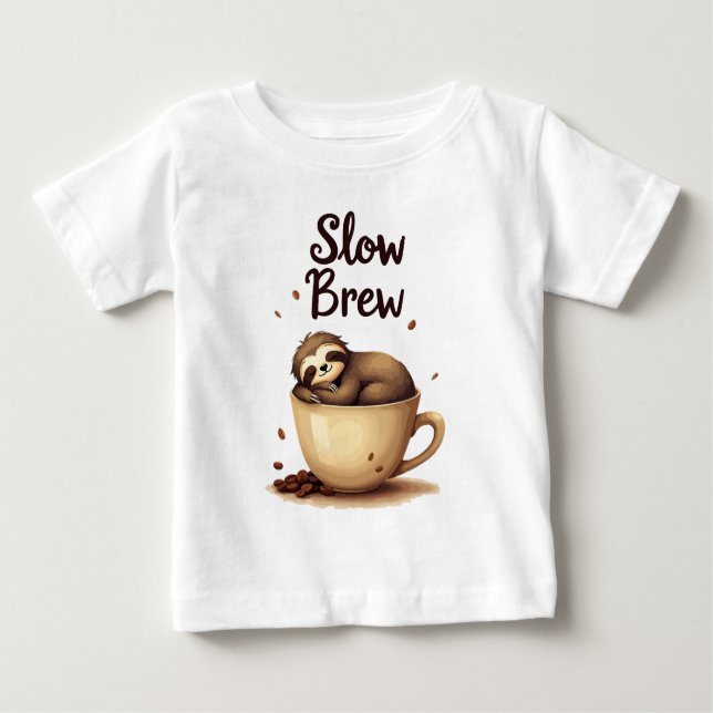 T-shirt Pour Bébé Slow Brew Coffee Sloth (Devant)