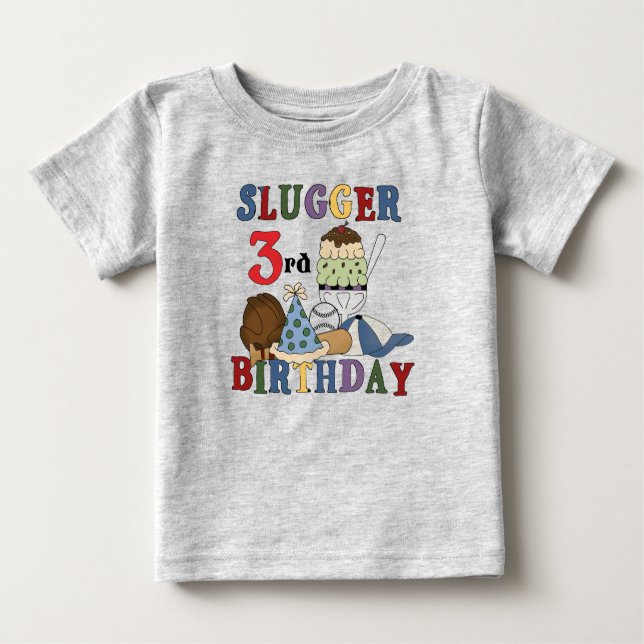 T-shirt Pour Bébé Slugger de baseball 3e chemises d'anniversaire (Devant)