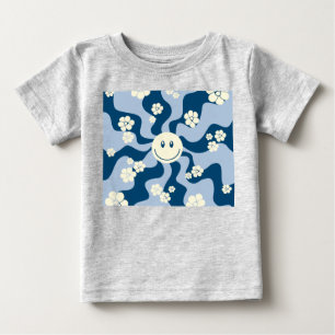 T-shirt Pour Bébé Smile - Bleu foncé, Bleu clair et Crème