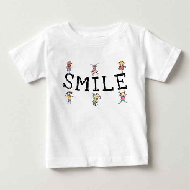 T-shirt Pour Bébé Smile Joli bâton de dessin Chiffres Enfants Jouer (Devant)