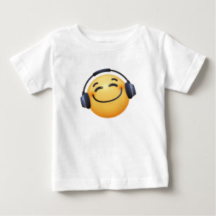 T-shirt Pour Bébé Smiley Headhphone Emoji Fine Jersey