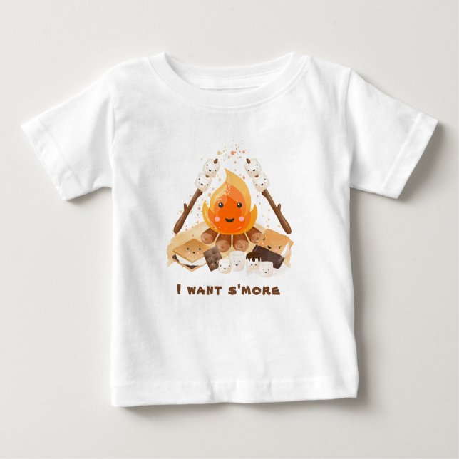 T-shirt Pour Bébé S'more Mignonne Fun Camping-Feu bébé T-shirt (Devant)