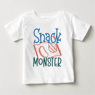 T-shirt Pour Bébé Snack Monster drôle et mignonne bébé blanc