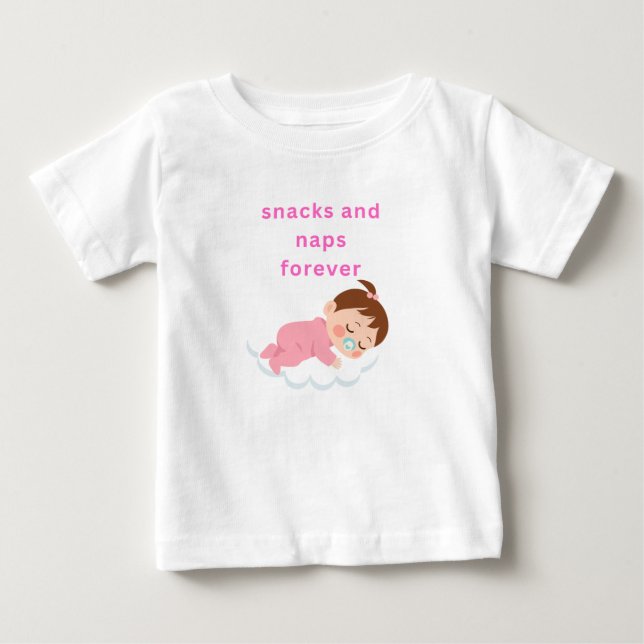 T-shirt Pour Bébé snacks et sieste (Devant)