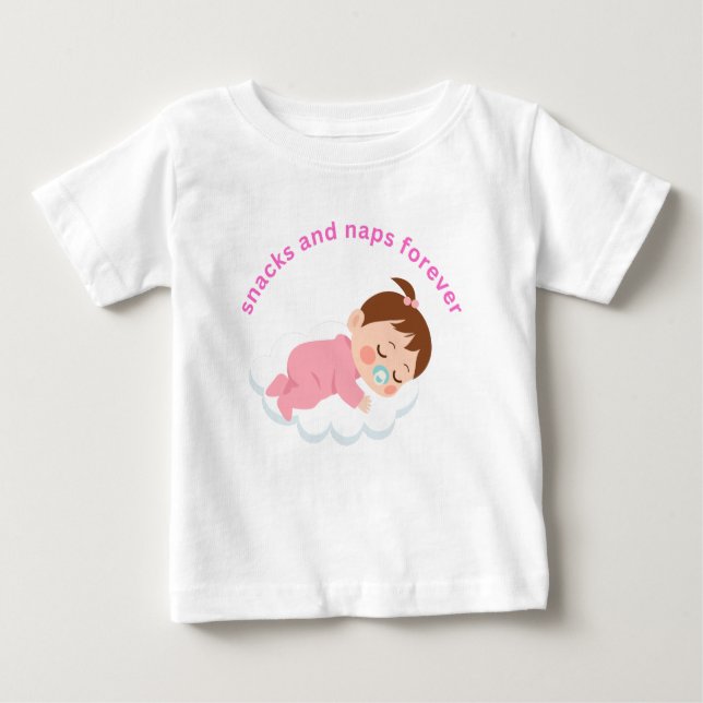 T-shirt Pour Bébé snacks et sieste (Devant)