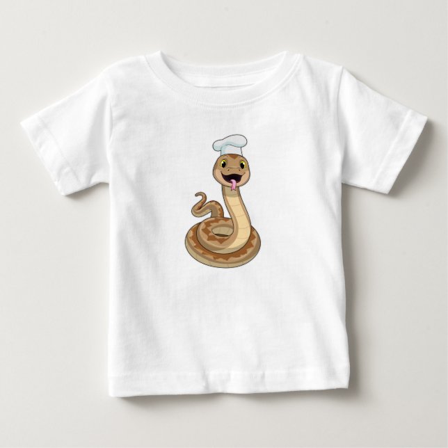 T-shirt Pour Bébé Snake as Cook avec Chef casquette (Devant)