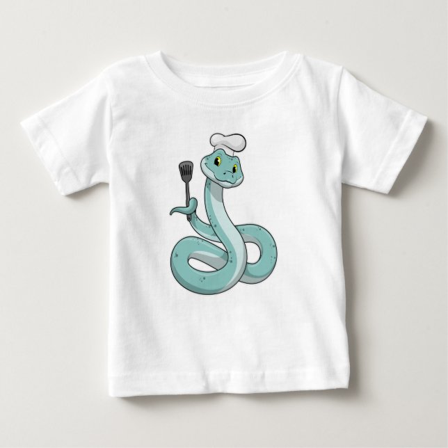 T-shirt Pour Bébé Snake as Cook avec Chef casquette (Devant)