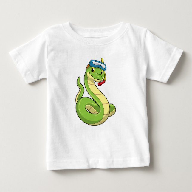 T-shirt Pour Bébé Snake as Diver wirth Snorkel (Devant)