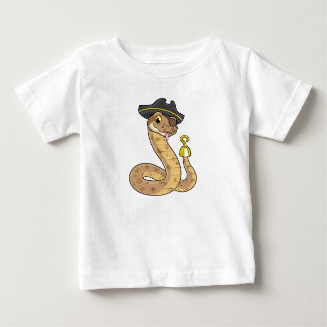 T-shirt Pour Bébé Snake as Pirate with Hook Hand & Eye patch (Devant)