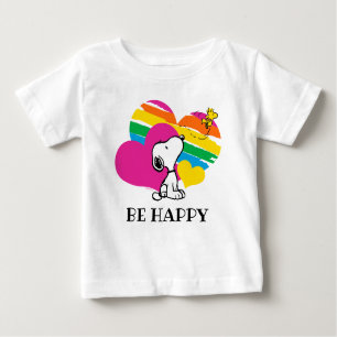 T-shirt Pour Bébé Snoopy et Woodstock Coeurs arc-en-ciel
