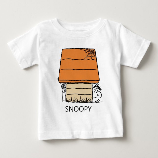 T-shirt Pour Bébé Snoopy Halloween Spider Web Doghouse (Devant)