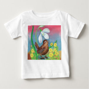 T-shirt Pour Bébé Snowdrop & wren oiseau summon le printemps