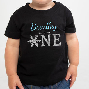 T-shirt Pour Bébé Snowflake hiver "Festive One" 1er anniversaire