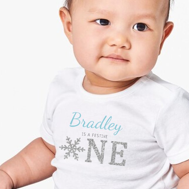 T-shirt Pour Bébé Snowflake hiver "Festive One" 1er anniversaire (Créateur téléchargé)