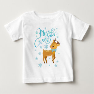 T-shirt Pour Bébé Snowflakes hiver Joyeux Noël Cerf   Vacances