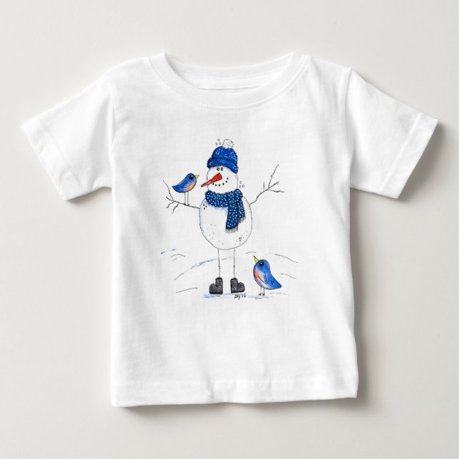 T-shirt Pour Bébé Snowman à longue jambe (Devant)