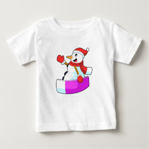 T-shirt Pour Bébé Snowman comme Snowboardeur avec Sonowboard.PNG
