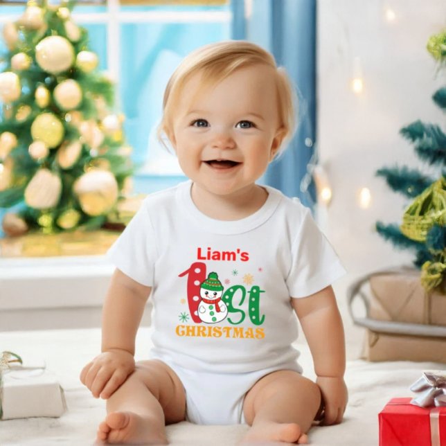 T-shirt Pour Bébé Snowman de Noël avec le nom du bébé (Créateur téléchargé)