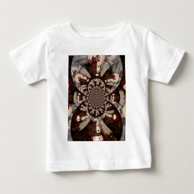 T-shirt Pour Bébé Snowman Extraordinaire Kaleidoscope Motif Art Desi (Devant)