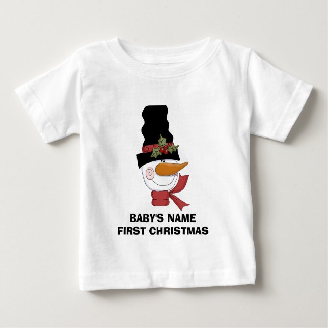 T-shirt Pour Bébé Snowman givré Premier tee-shirt de Noël (Devant)