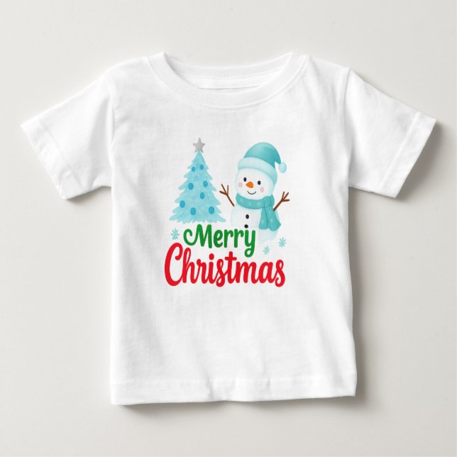 T-shirt Pour Bébé Snowman Holiday Cheer (Devant)