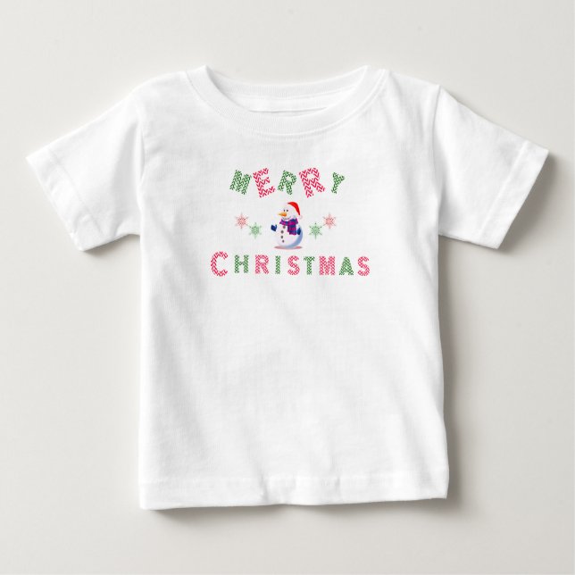 T-shirt Pour Bébé Snowman Joyeux Noël (Devant)