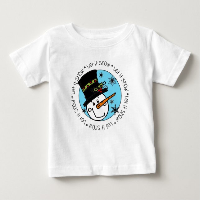 T-shirt Pour Bébé Snowman Laisser Neige Fêtes De Noël (Devant)