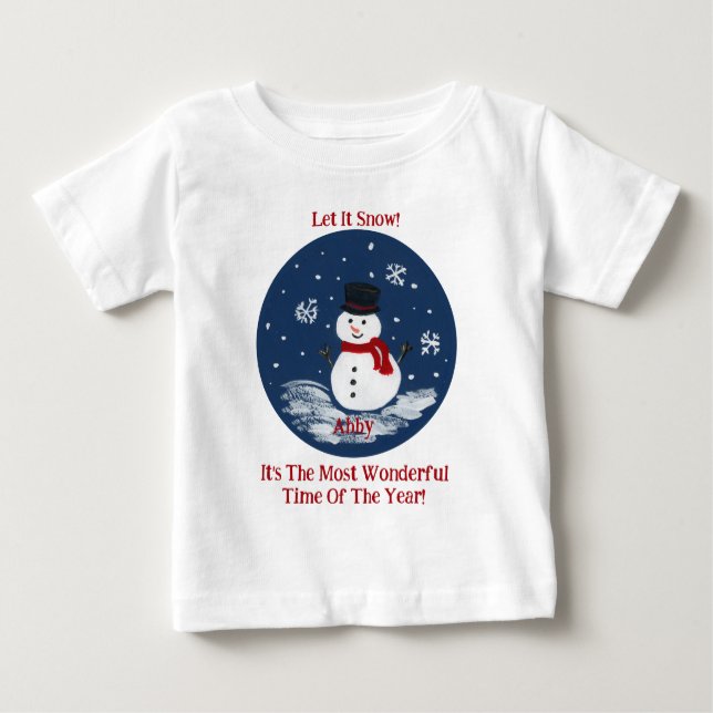 T-shirt Pour Bébé Snowman Merveilleux temps année PERSONNALISER (Devant)