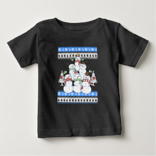 T-shirt Pour Bébé Snowman - Snowman sapin de Noël moche Noël
