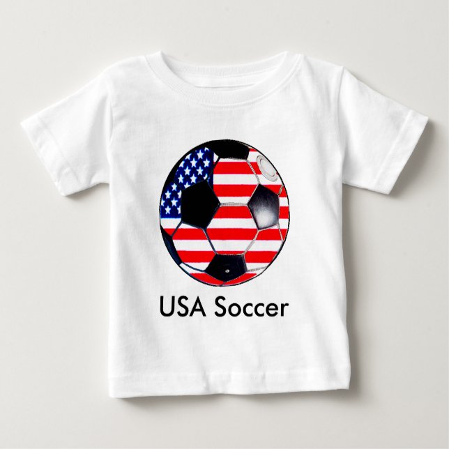 T-shirt Pour Bébé Soccer Ball Drapeau-USA Football Le MUSÉE Cadeaux (Devant)