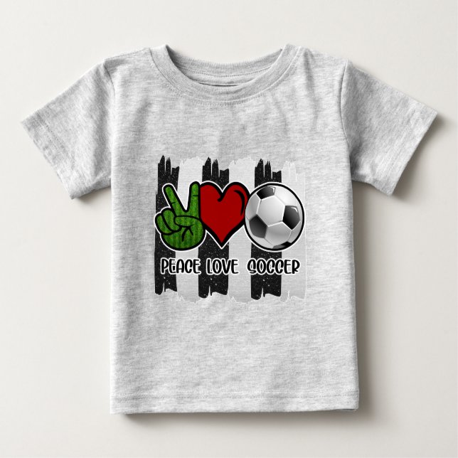 T-shirt Pour Bébé Soccer paix et amour (Devant)