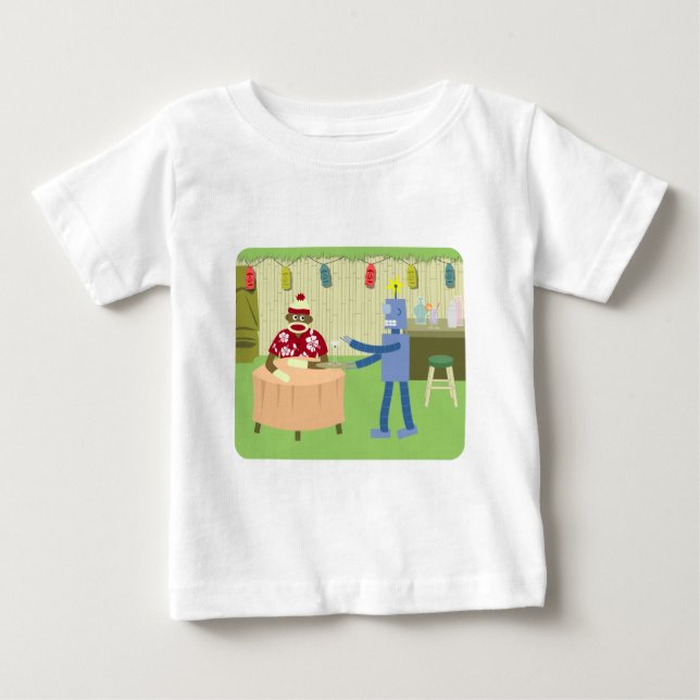 T-shirt Pour Bébé Sock Monkey Robot Waiter (Devant)