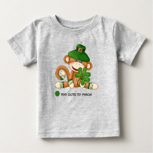 T-shirt Pour Bébé Sock Monkey with Shamrock St. Patrick's Day