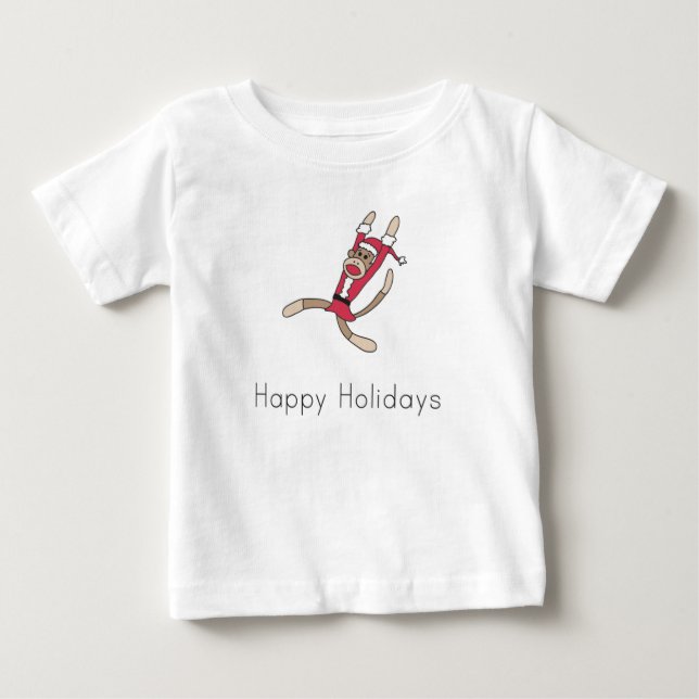 T-shirt Pour Bébé sock singe Noël pyjama (Devant)