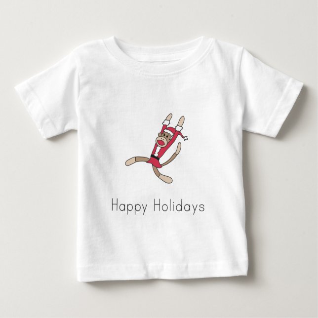 T-shirt Pour Bébé sock singe Noël pyjama (Devant)