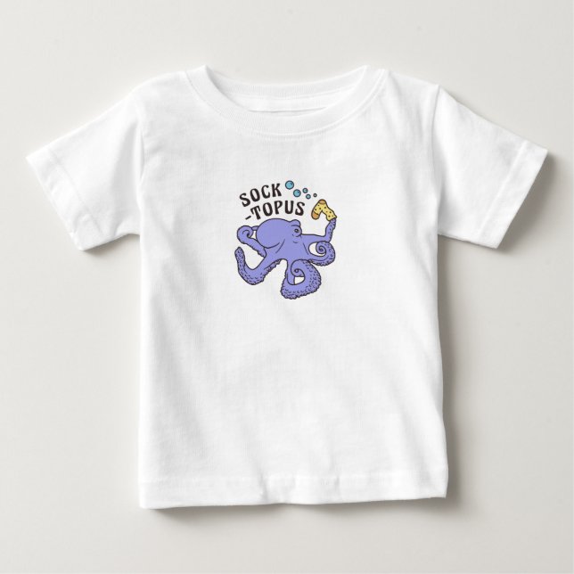 T-shirt Pour Bébé Socktopus Bleu Octopus Avec Sock Funny Meme (Devant)