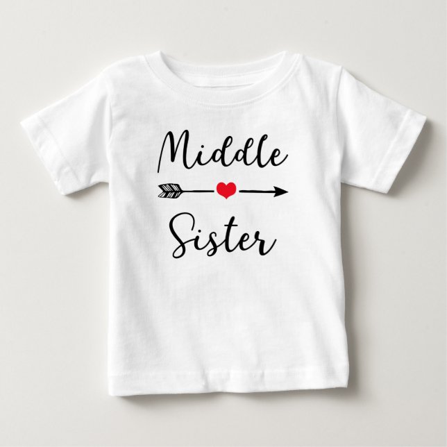 T-shirt Pour Bébé Sœur du milieu ~ conceptions de sœur (Devant)