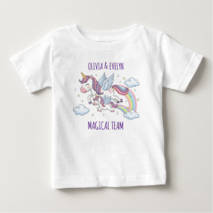 T-shirt Pour Bébé Sœurs Licornes Volantes de l'Équipe Magique