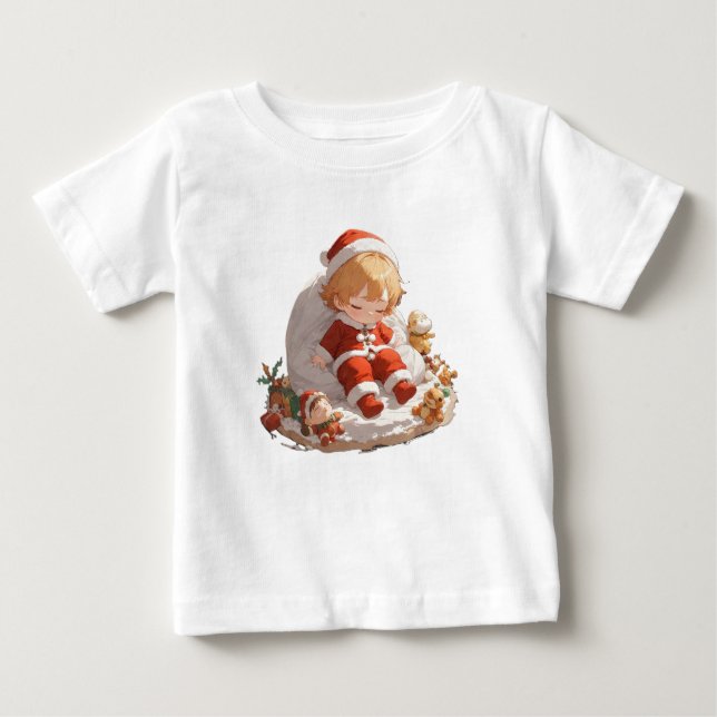 T-shirt Pour Bébé Soft Sleepy Santa Christmas Baby Fine Jersey Tee (Devant)