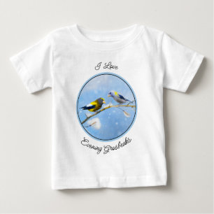 T-shirt Pour Bébé Soirée Grosbeak Peinture - Cute Original Chien Art