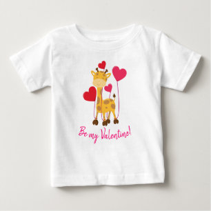 T-shirt Pour Bébé Sois ma jolie Girafe de Saint Valentin avec des ba