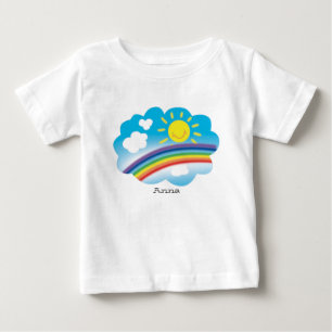 T-shirt Pour Bébé soleil et arc-en-ciel, image de dessin animé, pers