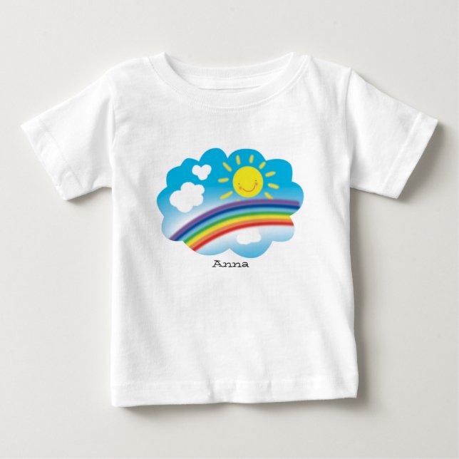 T-shirt Pour Bébé soleil et arc-en-ciel, image de dessin animé, pers (Devant)