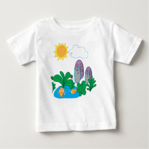 T-shirt Pour Bébé Soleil et nuages gais brille sur les escargots et