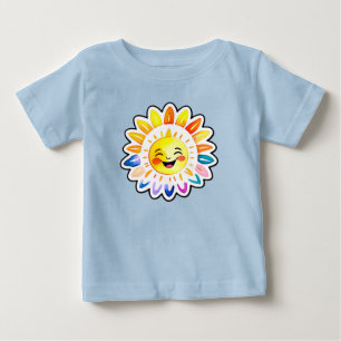 T-shirt Pour Bébé Soleil joyeux dessin animé avec visage souriant