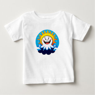 T-shirt Pour Bébé Soleil joyeux dessin animé avec visage souriant